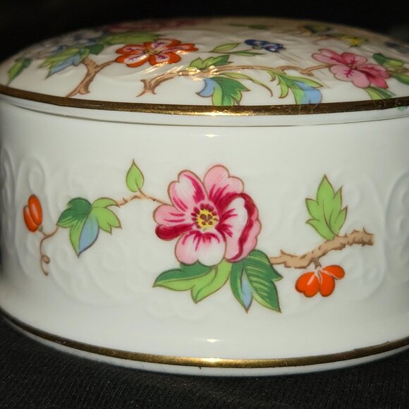 Crown Staffordshire Pagoda Fine Bone China Trinket Box Gold Trim Made In England - Picture 7 of 9